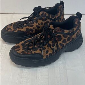 Leopard Print Chunky Sneakers ladies size 10
